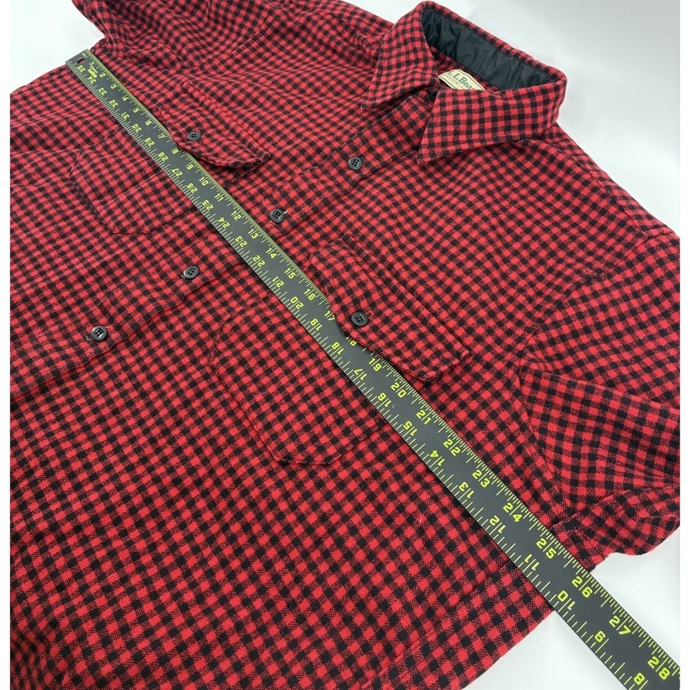 VNTG‎ 80's LL Bean Shirt Wool Red Black Large Long Flannel Buffalo Plaid US Made - Picture 7 of 7